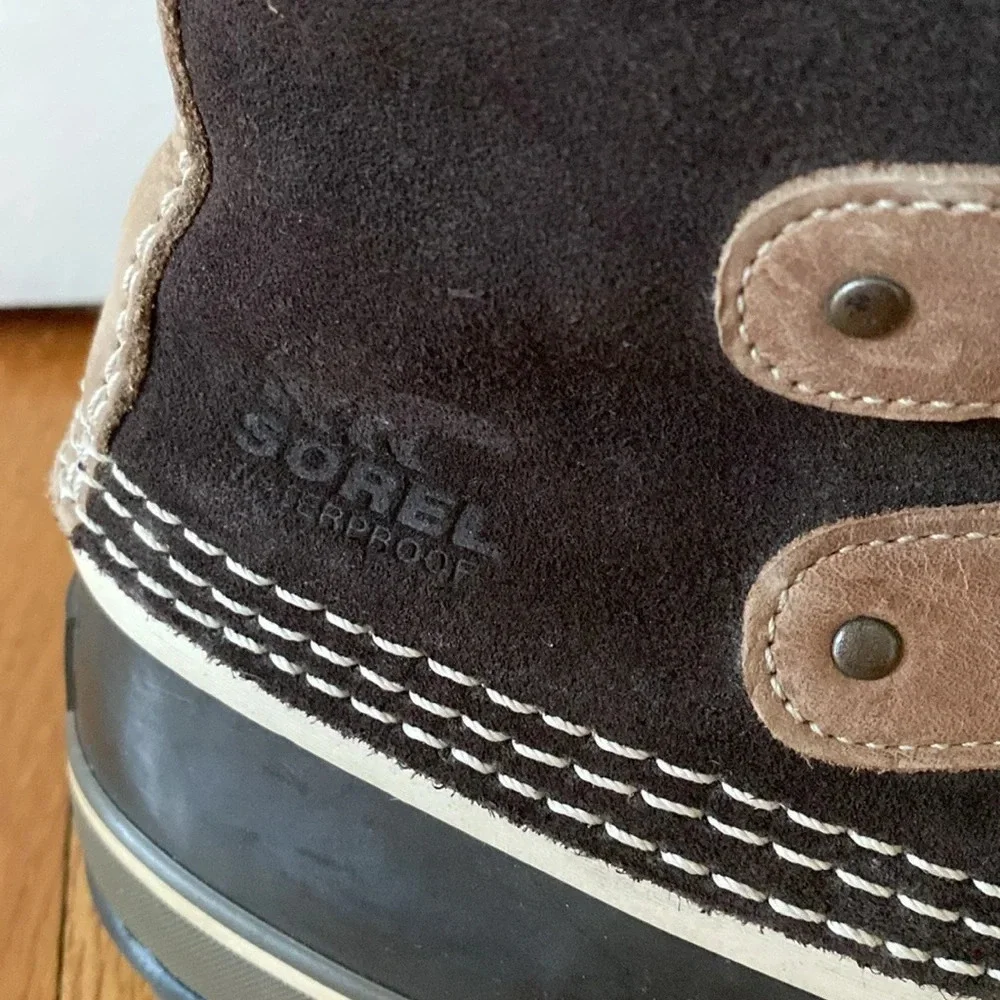 Sorel Joan‎ of Arctic Snow Boots Black Faux Fur Size 8 Brown Fur Cuff